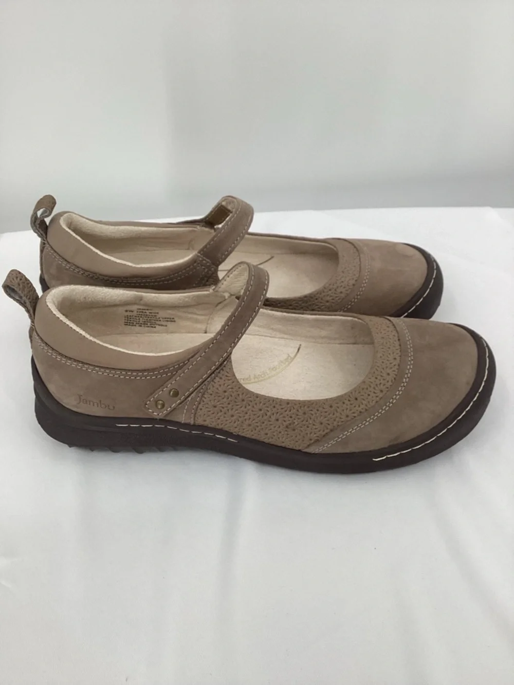 Jambu Ezra Women's Taupe Mary Jane Flats with Strap